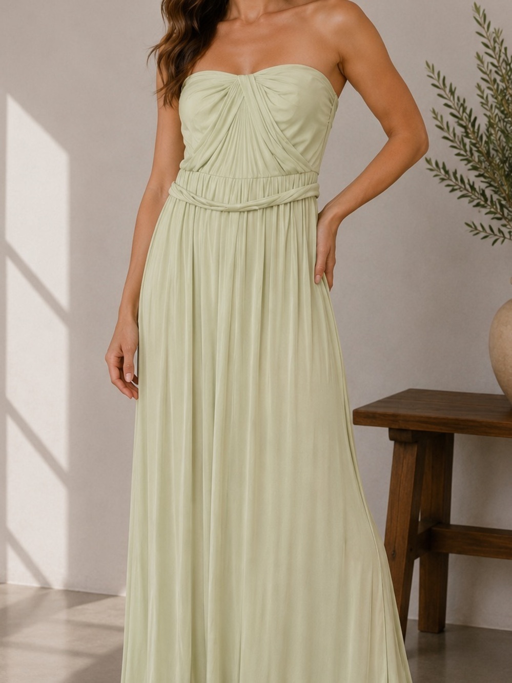 David's Bridal Strapless Maxi Dress